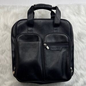 Bosch laptop bag or brief bag black old leather briefcase multiple pockets
